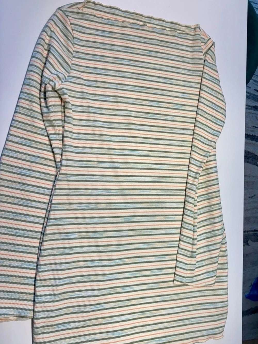 Missguided Striped Long Sleeve dress in Green & Pink Size Large